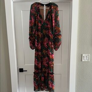 Vici Floral Long Sleeve Dress - Pink, Green, Orange